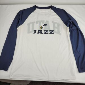 L Utah Jazz BASKETBALL TEXTURED PERFORMANCE TECH BASEBALL STYLE SHIRT large